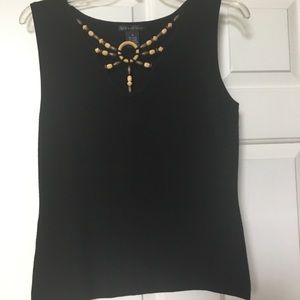 8g & Madison Sleeveless V-Neck Top w/ Wooden Beads